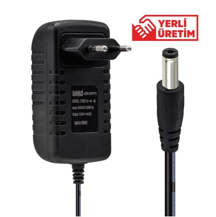 WEKO 12.6 VOLT - 1 AMPER 5.5*2.5 UÇLU KIRMIZI YEŞİL LEDLİ YERLİ ÜRETİM PRİZ TİPİ ŞARJ ADAPTÖRÜ
