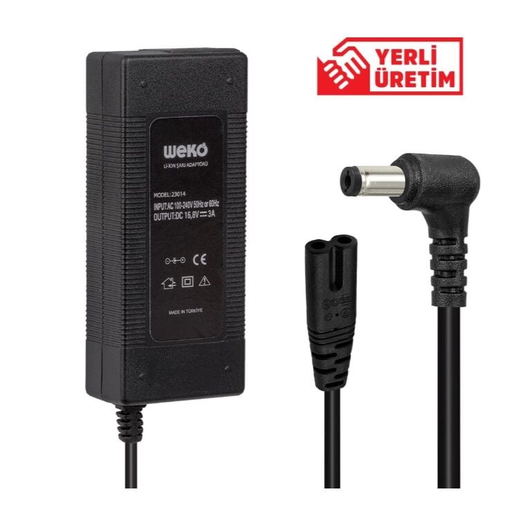 WEKO 16.8 VOLT - 3 AMPER 5.5*2.5 UÇLU KIRMIZI YEŞİL LEDLİ MASA TİPİ ŞARJ ADAPTÖRÜ