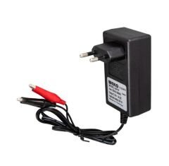 WEKO 7.8 VOLT - 1 AMPER KROKODİL UÇLU PRİZ TİP KIRMIZI YEŞİL LEDLİ YERLİ ÜRETİM AKÜ ŞARJ ADAPTÖRÜ (OUT:6V1A)