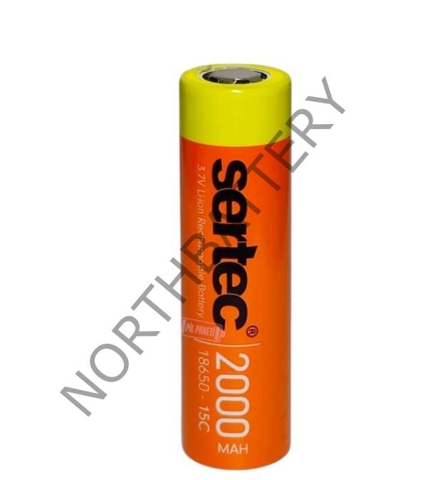 Sertec - Şarjlı Pil - Lityum İyon - 3.7v 2000 mAh - 18650 Boy - 30a - Başsız 100 adet