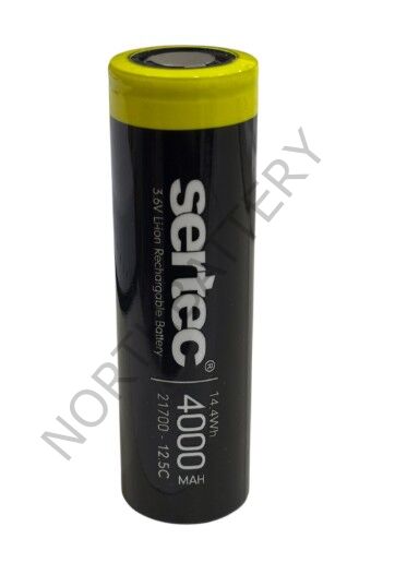 Sertec - Şarjlı Pil - Lityum İyon - 3.7v 4000mAh - 21700 Boy - 50a- Başsız