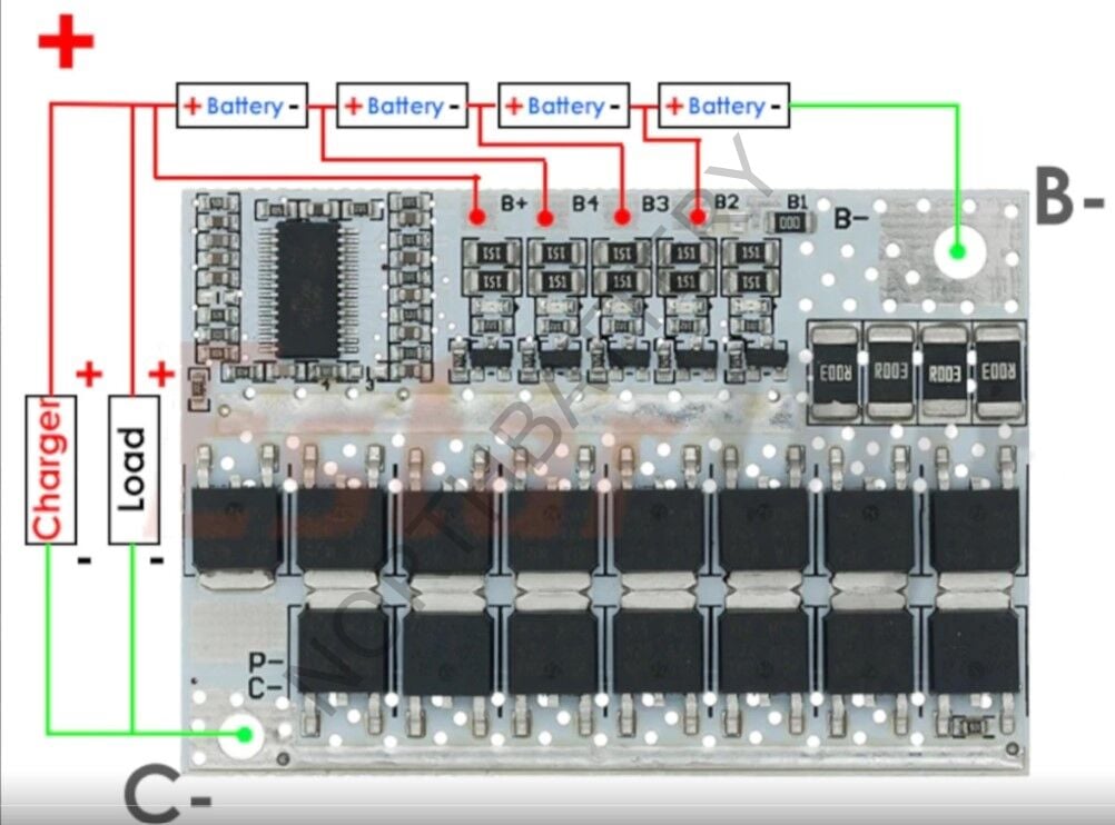 Lifepo4 Bms - 4s 100a - Balanslı - Beyaz Pcb