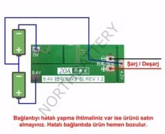 2S 20A  BMS Balans Koruma Kartı Lityum Pil Batarya Li-ion 18650