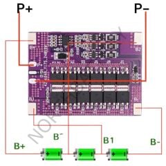 OLT 3S 40A Balanslı Lityum Batarya BMS (Mor PCB) - 12.6V