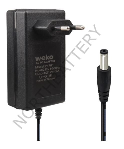 WEKO 21 VOLT - 2 AMPER 5.5*2.5 UÇLU KIRMIZI YEŞİL LEDLİ PRİZ TİPİ ŞARJLI MATKAP ADAPTÖRÜ