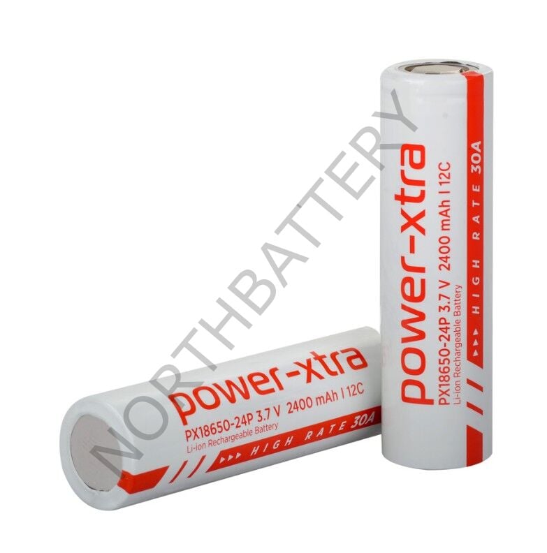 Power-Xtra PX18650-24P - 3.7V 2400 Mah Li-ion Şarjlı Pil - 12C - 30A 100 ADET